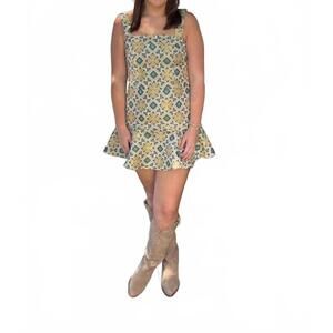 NEW SINCERELY OURS tile jacquard emily mini dress in green